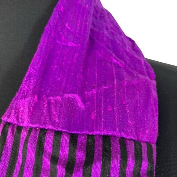 Xiao Magic Multi Colored Silk Scarf Art Purple Stripe Beetlejuice Wicked Goth - Picture 7 of 14